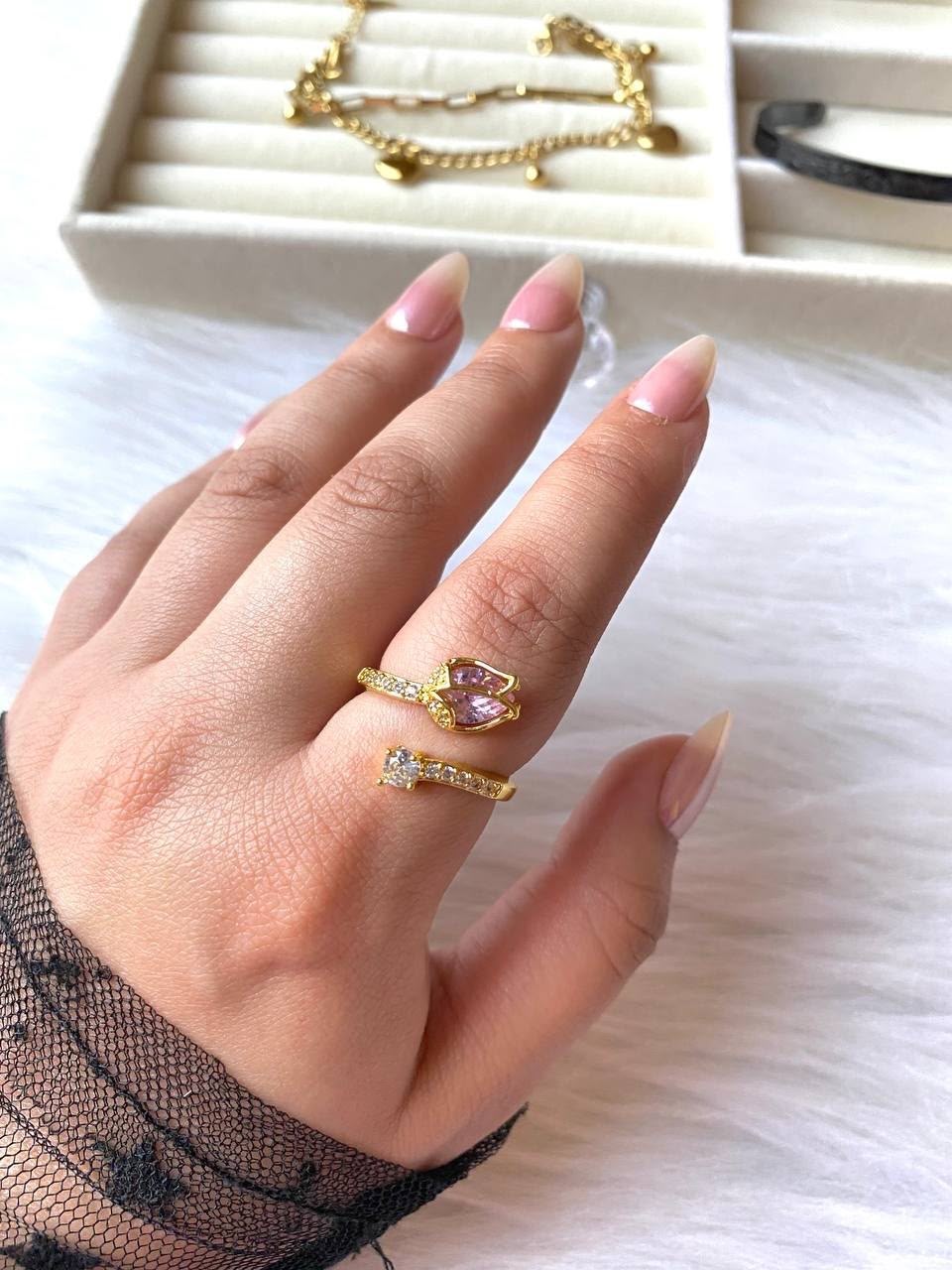 Pink tulip ring